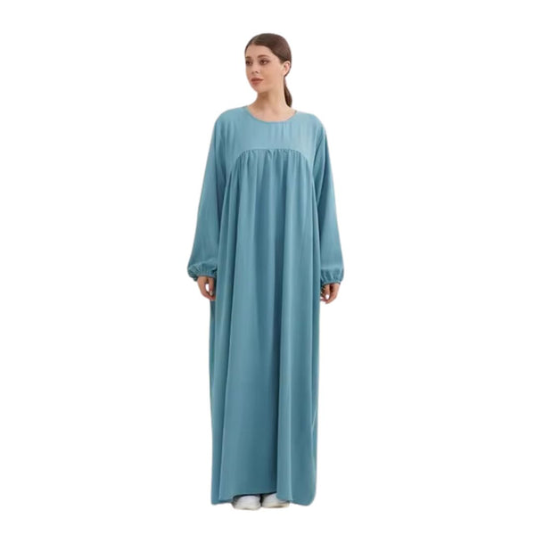 Women's Casual Long Maxi Dress with Pockets – Loose Fit Solid Color Robe for All Seasons