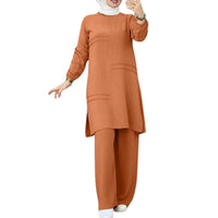 Stylish Two-Piece Set for Women – Modern Shirt Dress & Pants in Vibrant Colors for Office Wear