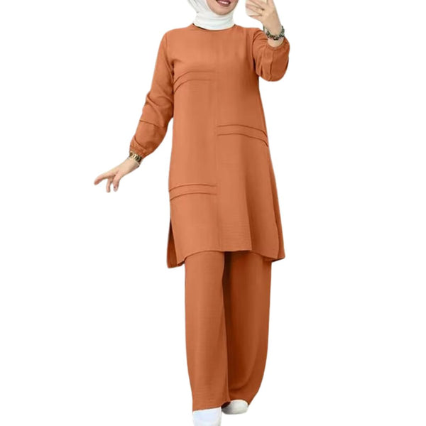 Stylish Two-Piece Set for Women – Modern Shirt Dress & Pants in Vibrant Colors for Office Wear