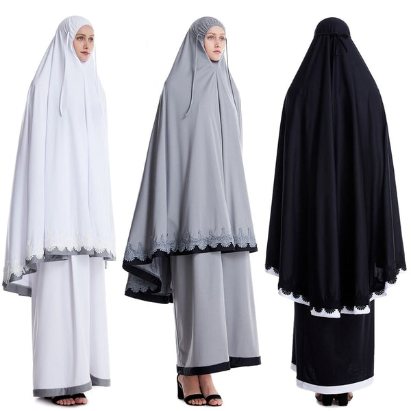 Women's 2 Piece Prayer Hijab Outfit – Modest Dress (Free Size, 3 Colors)