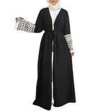 Elegant Open Front Abaya with Tassel Embroidery – Long Sleeve Maxi Cardigan Dress for Women