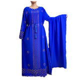 Elegant Long Sleeve Dashiki Abaya with Diamond Work and Scarf Hijab