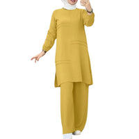 Stylish Two-Piece Set for Women – Modern Shirt Dress & Pants in Vibrant Colors for Office Wear