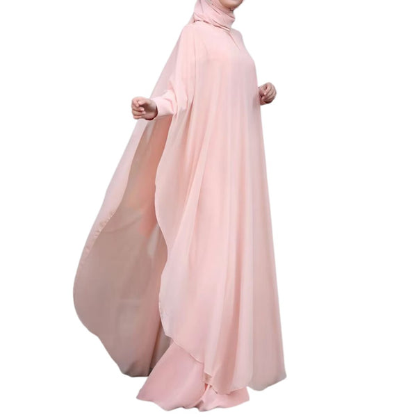 Elegant Women's Chiffon Abaya – Long Sleeve Wedding, Eid Mubarak Dress, Fashionable Modest Clothing