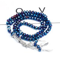 Crystal Glass Dhiqr Tasbih Beads - Faceted And Multi Colored with Charm Accents