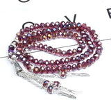 Crystal Glass Dhiqr Tasbih Beads - Faceted And Multi Colored with Charm Accents