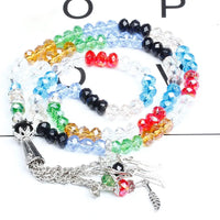 Crystal Glass Dhiqr Tasbih Beads - Faceted And Multi Colored with Charm Accents