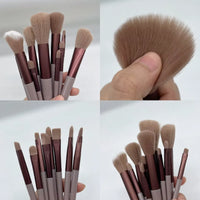 13-Piece Professional Makeup Brush Set - Includes Eye Shadow, Foundation & Blush Brushes with Cosmetic Bag