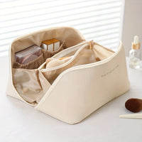 Luxury Makeup Organizer Bag – Durable PU Leather Cosmetic Case with Zipper