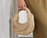 Chic Designer Handwoven Noodle Bag - Luxury Gold & Silver Evening Clutch for Women