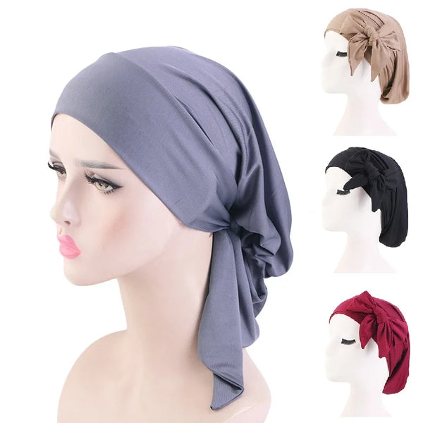 Elegant Stretch Turban Cap for Women – Soft Polyester Spandex Hijab Underscarf, Multifunctional Headwear (6 Colors)